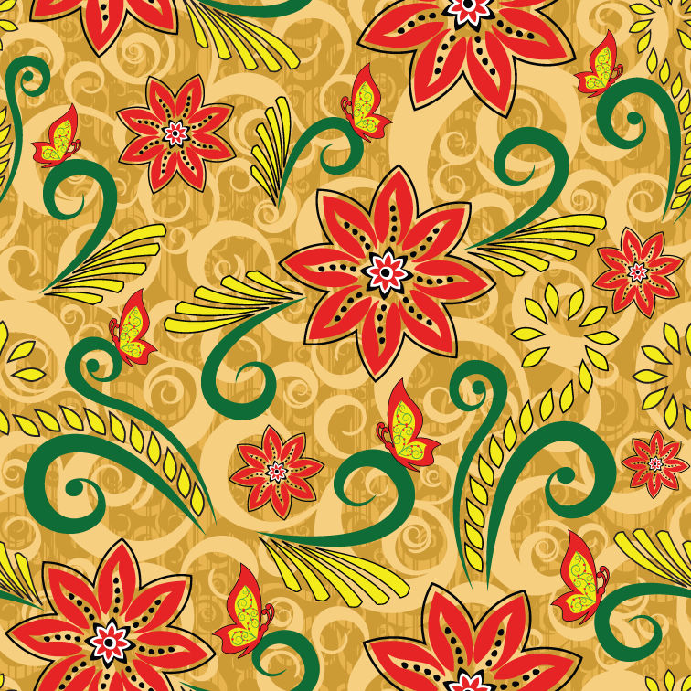free vector Vector Retro Floral Seamless Pattern